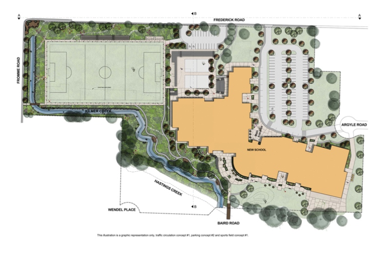 A schematic map shows the location of the new Argyle school and field.