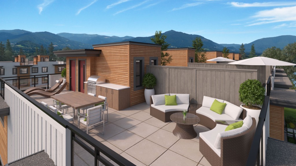 3 bedroom townhomes with braggable roof-top sky lounge.